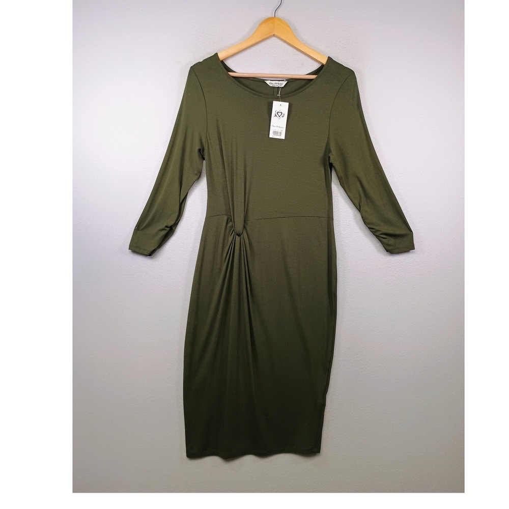 Earthy Minimalist NWT Miss Selfridge Women‎ 8 Green Twist Front Midi Dress